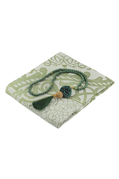 MAPLE LEAF Islamic Prayer Mat and Tasbeeh Gift Set 63x120cm Green