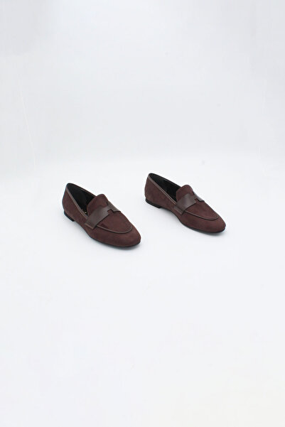 ENDİCAN 096 3344 حذاء أكسفورد نسائي بني اللون من جلد الغزال