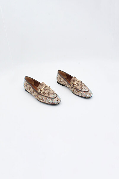 ENDİCAN 096 22022-1 Kadın Taşlı Ayakkabı Battal BEJ