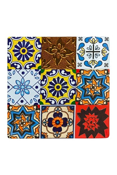 OEM Set 4 suporturi pentru pahare, ceramice, antiderapante, multicolore, 10x10cm