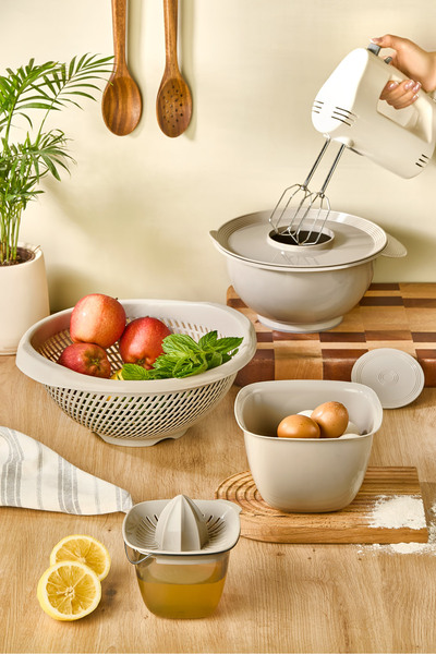 ALP HOME 4'lü Mutfak ve Çeyiz Seti | Süzgeç, Kase, Mikser Kabı, Limon Sıkacağı | BPA Free