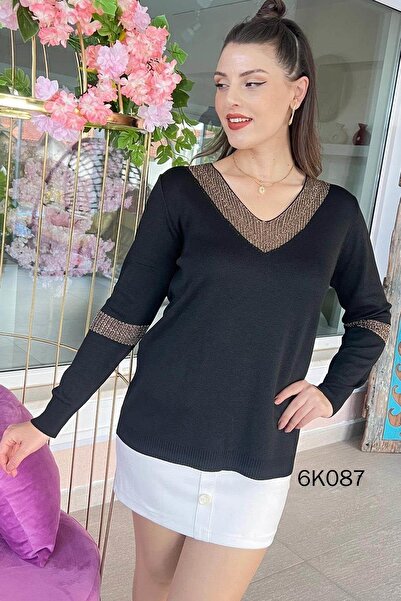 İnce Topuk V Yaka Triko Bluz 6K087