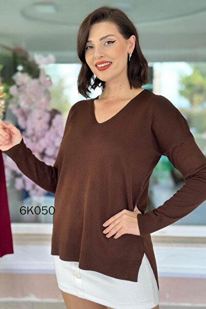 İnce Topuk V-Neck Knitwear Blouse 6K050