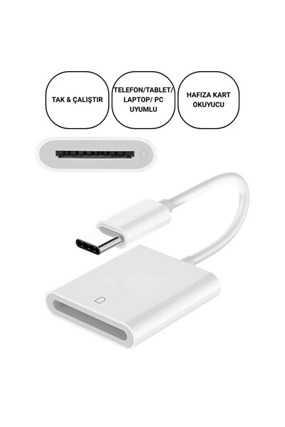 Polham USB-C To SD / Hafıza Kart Okuyucu | Tak & Çalıştır Kamera Kart Dönüştürücü, Telefon, Tablet P