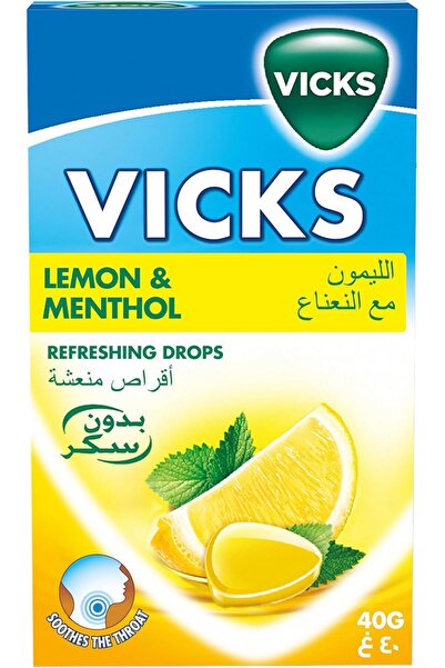 Vicks Throat Soothing Drops - Lemon and Menthol, 40g