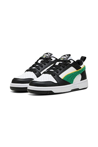 Puma Rebound V6 Lo Super Jr-White-Green-Black Children's Shoes-White
