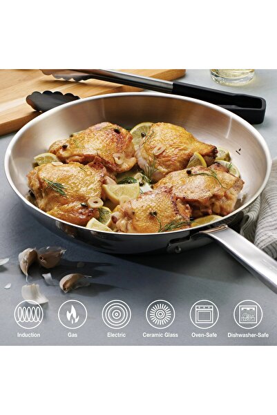 TRAMONTINA 9-Piece Tri-Ply Base Stainless Steel Cookware Set with Glass Lids, Oven-Safe, 37240028