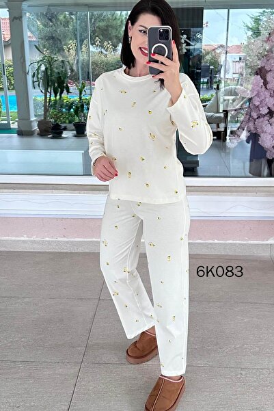 İnce Topuk 100% Cotton Pajama Set 6K083