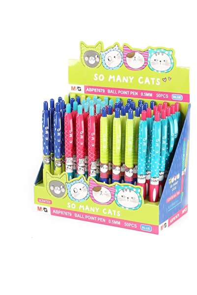 M&G Online Retractable pen, So many cats, blue, 0.5mm, 50 pcs/display M&G