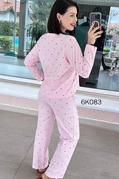 İnce Topuk 100% Cotton Pajama Set 6K083