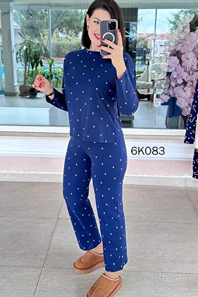 İnce Topuk 100% Cotton Pajama Set 6K083