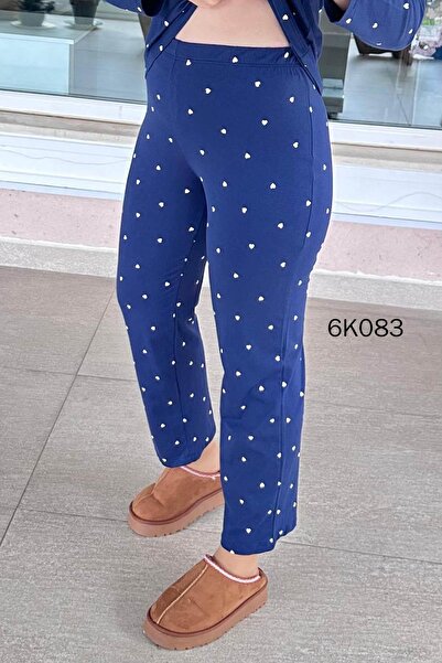 İnce Topuk 100% Cotton Pajama Set 6K083