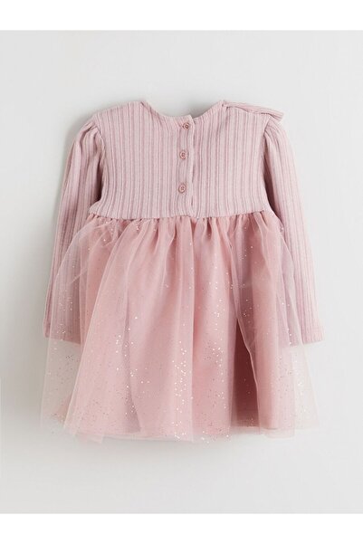 LC Waikiki LCW baby Bisiklet Yaka Uzun Kollu Kız Bebek Elbise