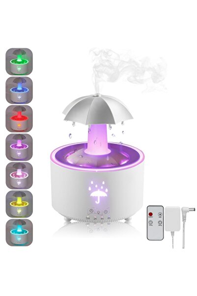 Generic مرطب هواء على شكل قطرات مطر سعة 300 مل مع إضاءة LED بـ 7 ألوان، وناشر...