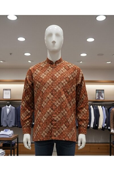 Cash Trade Batik Patterned Shirt-Brown. Indonesian Batik Shirt (L-Xl)
