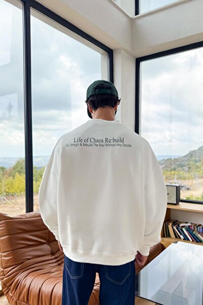 Flaw Wear سويت شيرت لايف أوف سيرت مطبوع باللون الأبيض