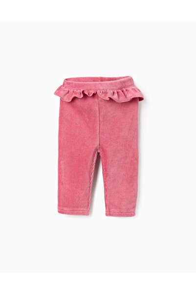 Ziddy Corduroy Jeggings with Ruffles for Newborns, Pink