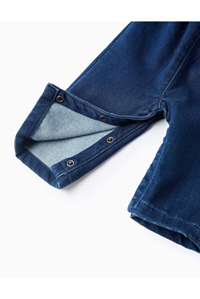 Ziddy Denim Overalls with Ruffles for Newborns, Blue