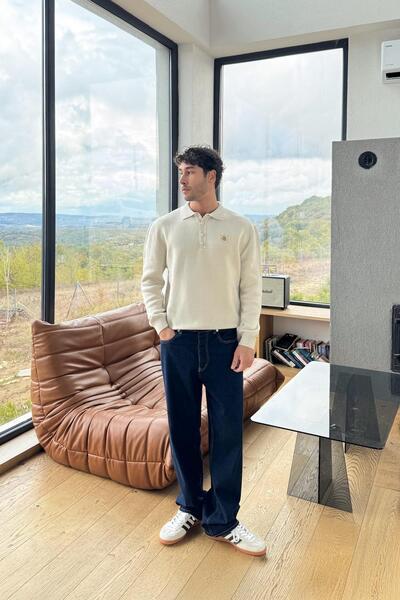 Flaw Wear Emblem Print Polo Neck Knitwear Sweater