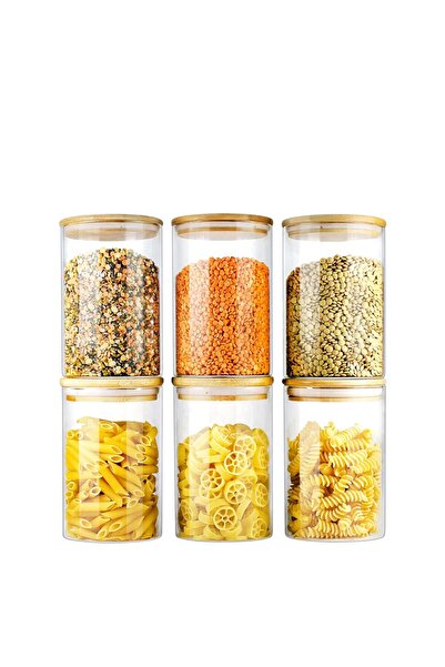 Denia Home | Borelia | 6'lı Bambu Kapaklı Baharat- Kavanoz Takımı 650ML