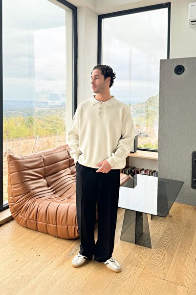 Flaw Wear Polo Collar Buttoned Knitwear Sweater