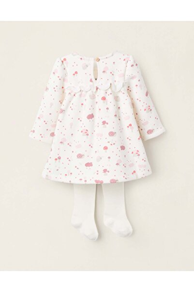 Ziddy فستان حراري + جوارب طويلة للأطفال حديثي الولادة "حلزون"، أبيض