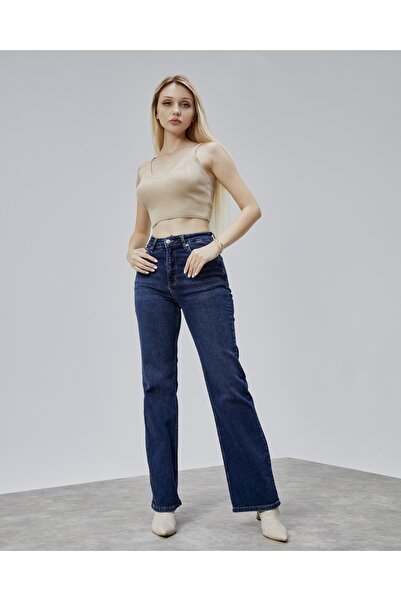 BEJNA Blugi pentru femei cu talie înaltă, cu picioare largi