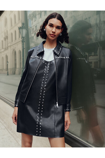 Marks & Spencer Suni Deri Mini Shift Elbise