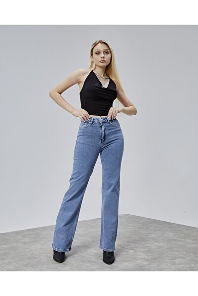 BEJNA Blugi pentru femei cu talie înaltă, cu picioare largi