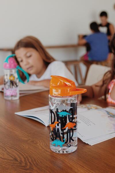 Renga Lidya Text Patterned 500 ml Tritan Children's Water Bottle 912036 Orange