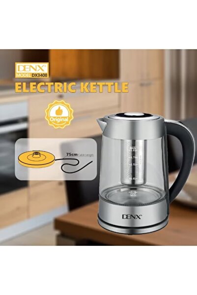 Denx 1.8L Electric Kettle with 12 Stainless Steel Filters, DX3408