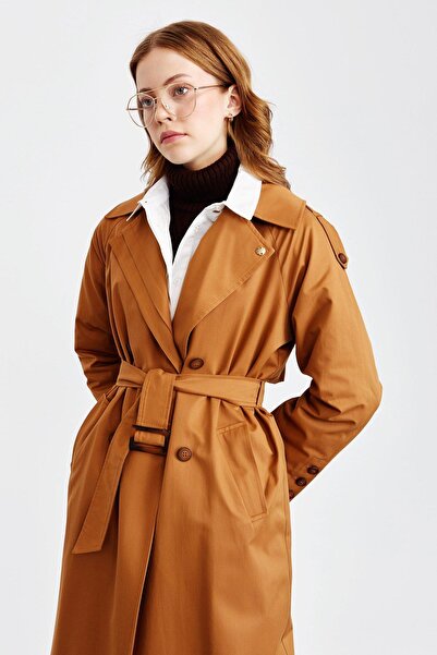 Nihan Kuşaklı Trençkot Taba