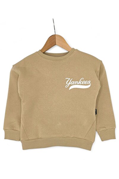 Egelite Yankees Printed Winter Boys' Tracksuit Set |   5-9 Years Old 3-Thread Ribbed Sweatshirt & Bottoms