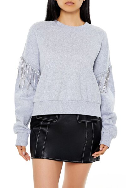 Forever 21 Parlak Taşlı Püsküllü Sweatshirt