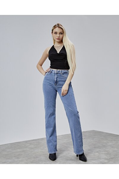 BEJNA Blugi pentru femei cu talie înaltă, cu picioare largi