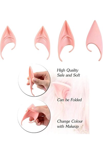 Ouyili Set of 4 elf ears, latex, pink, 10/11.9 cm