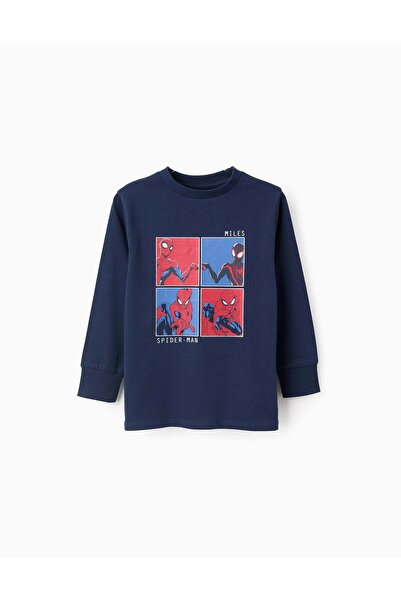 Ziddy Long Sleeve Cotton T-shirt for Boys 'Spiderman', Blue