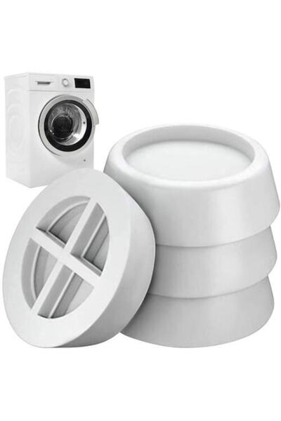 SMARTECH Set 4 anti-vibration support pads for washing machine, refrigerator, noise reduction, non-slip, Whit
