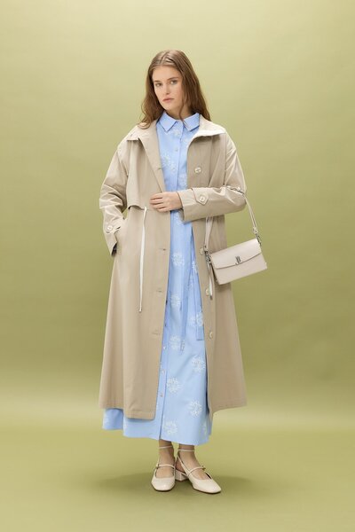 Nihan Düğme ve Aksesuar Detaylı Spor Kap Bej