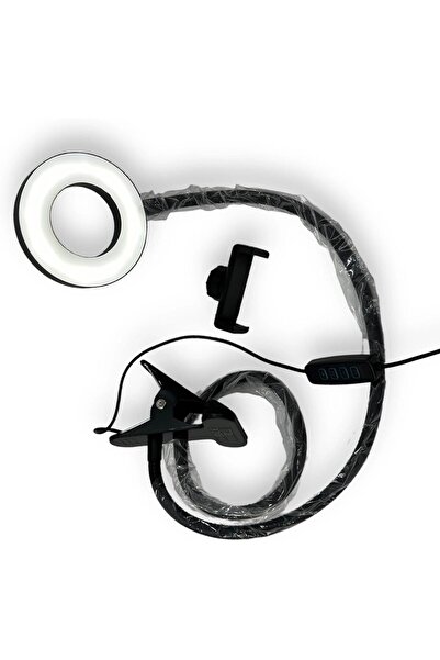 Generic Swipe Vlogging Ring Light with Phone Holder, USB-Powered, Adjustable Brightness, Clamp Mount for Liv