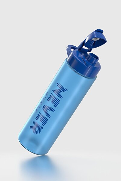 Renga Lidya Text Patterned 630 ml Matte Tritan Flask 912118 Blue