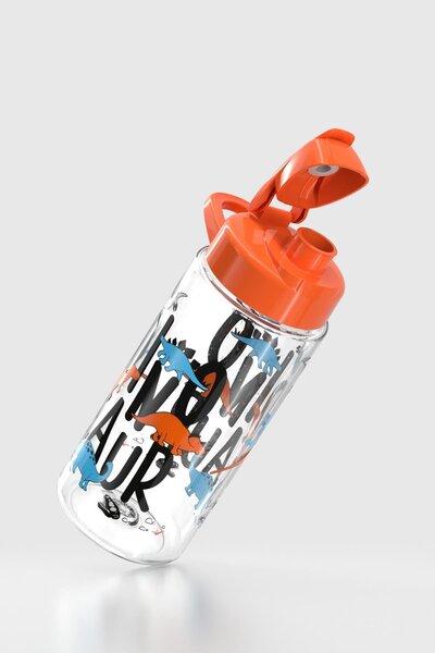 Renga Lidya Text Patterned 500 ml Tritan Children's Water Bottle 912036 Orange