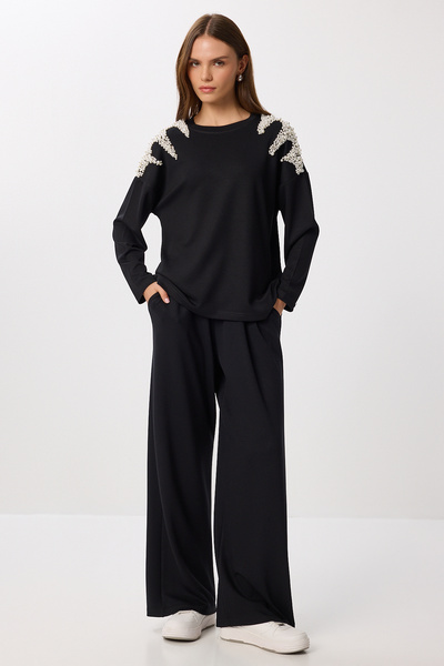 Lovelyİstanbul Pearl Detailed Modal alsó-felső szett LBY0013 FEKETE