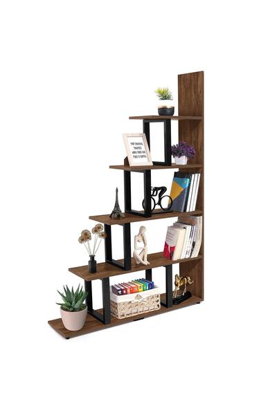 MAVİ TREND Metal Ahşap Kitaplık Dekoratif 5 Raflı Ofis Kitaplığı Kitap Dosya ...