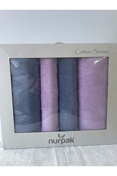 Nurpak %100 PAMUKLU HAMAM TAKIMI MAVİ-LİLA