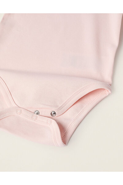 Ziddy Pack of 2 Cotton Bodysuits for Baby Girls 'Family Love', Pink/White