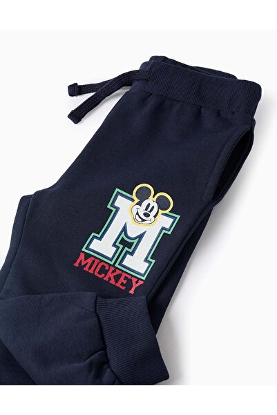 Ziddy Cotton Tracksuit Trousers for Baby Boys 'Mickey', Dark Blue