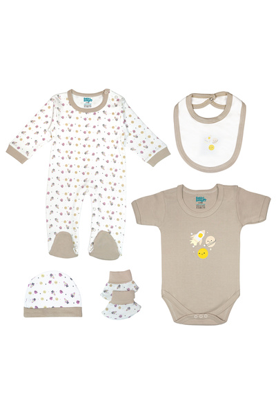 Babies Basic مجموعة من 5 قطع للجنسين مصنوعة من القطن بنسبة 100% تتضمن مريلة، ...