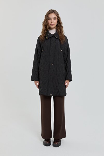 Nihan İnce Kapitone Yanları Çıt Çıt Detaylı Kap Siyah