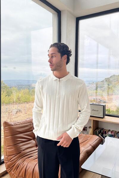 Flaw Wear Striped Zipper Knitwear Sweater